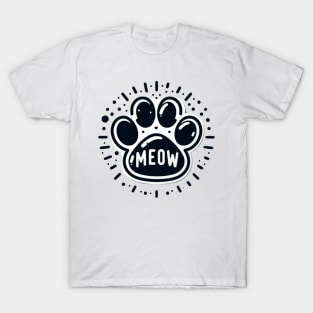 Cat Paw With Meow Text T-Shirt